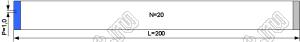 BLFPC P1,0 20PIN 200mm REV шлейф плоский, шаг 1,0мм 20 жил длина 200мм, контакты на разных поверхностях
