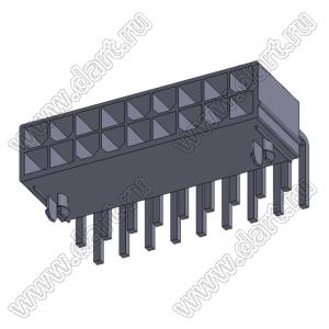 4200WR-F-2X09P (MF-2x09R, Mini-Fit Jr.™ MOLEX 39300180) вилка угловая двухрядная с направляющими в плату; шаг 4,2мм; 2x9-конт.