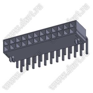 4200WR-F-2X12P (MF-2x12R, Mini-Fit Jr.™ MOLEX 39300240) вилка угловая двухрядная с направляющими в плату; шаг 4,2мм; 2x12-конт.