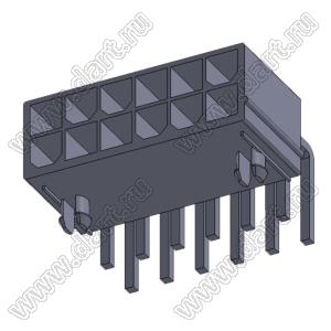 4200WR-F-2X06P (MF-2x06R, Mini-Fit Jr.™ MOLEX 39300120) вилка угловая двухрядная с направляющими в плату; шаг 4,2мм; 2x6-конт.