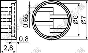 LED54-2 держатель прямой четырехвыводного светодиода на плату; C=6,0мм; нейлон-66 (UL); натуральный