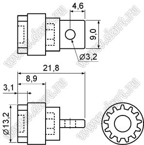 DP004A шестерня тормоза приборной дверцы; диам.=10,4мм; 13зуб.; пластик ABS