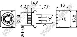 DP002A шестерня тормоза приборной дверцы; диам.=9,1мм; 13зуб.; пластик ABS