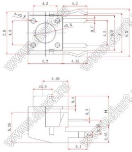 TSZJ6643 кнопка тактовая угловая; H=4,3мм