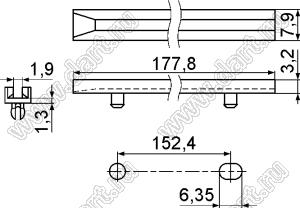 CG-700 направляющая платы; L=177,8мм; нейлон-66 (UL); натуральный