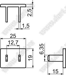 PLCC-3 заглушка гнезда AC питания; полипропилен PP; белый