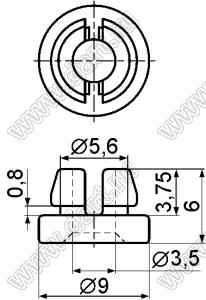 TF-561IV0 ножка приборная с защелкой в шасси; 9,0x2,25мм; силиконовая резина (UL); черный