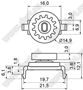 DP007A шестерня тормоза приборной дверцы; диам.=10,4мм; 13зуб.; пластик ABS