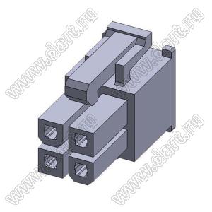 4200HF-2X02P-1 (5557-04, MF-2x02F, MF-04F, MF-4F, MF-2х2 F, Mini-Fit Jr.™ MOLEX 39012040) корпус двухрядной розетки на кабель; шаг 4,2мм; 2x2-конт.