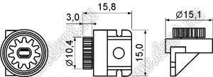 DP003A шестерня тормоза приборной дверцы; диам.=8,8мм; 11зуб.; пластик ABS