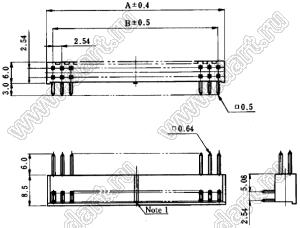 A1-14PA-2,54DS(71) вилка на плату угловая, шаг 2,54x2,54мм, 2x7 конт.