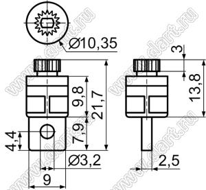 DP013A шестерня тормоза приборной дверцы; диам.=6,0мм; 12зуб.; пластик ABS