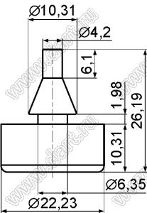 TNF-15 ножка приборная под защелку в шасси; 22,23x10,31мм; неопрен; черный