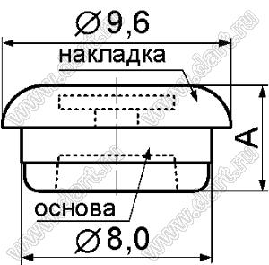 FFDA-9AY ножка приборная; A=4,5мм; силиконовая резина + нейлон-66 (UL); серый + черный