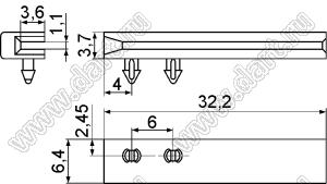 CGLC-32-2 направляющая платы; L=32,2мм; нейлон-66 (UL); черный