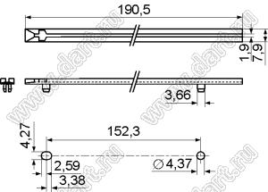 FR-190 направляющая платы; L=190,5мм; нейлон-66 (UL); натуральный