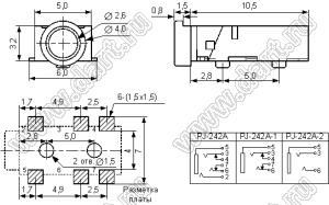 PJ-242A гнездо стерео 2,5 мм SMD