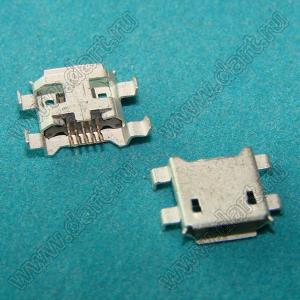 US10-100 (USB-micro 5PIN/F 90deg SMD) розетка микро USB2.0 для поверхностного (SMD) монтажа, 5 конт.