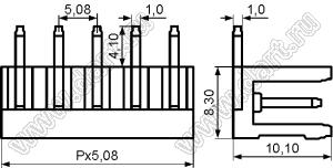 HT508R-5.08-11P-14 вилка однорядная угловая на плату; шаг=5,08мм; I max=10А; U=300В; шаг=5,08мм; I max=15/15А (UL/ICT); U=300/320В (UL/ICT); 11-конт.