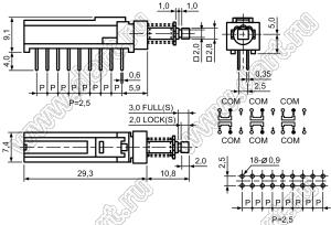 PS909L-62 (6P2T) переключатель кнопочный с фиксацией