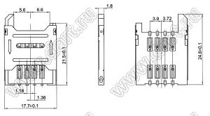 SIM-2.54-4 держатель SIM карты; 8-конт.