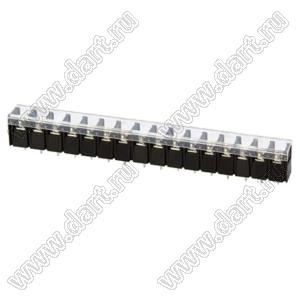 KF58C-10.0-16P-13 (DG58C-B-16P-13) клеммник барьерный на плату прямой с крышкой; шаг 10мм; 16-позиц.; I max=30А; U=300В