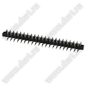 KF55RM-10.0-21P-13 (DG55R-A-21P-13) клеммник барьерный на плату угловой с монтажными ушами; шаг 10мм; 21-позиц.; I max=30А; U=300В