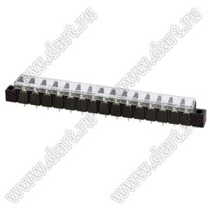 KF58SM-10.0-15P-13 (DG58S-A-15P-13) клеммник барьерный на плату прямой с монтажными ушами с крышкой; шаг 10мм; 15-позиц.; I max=30А; U=300В