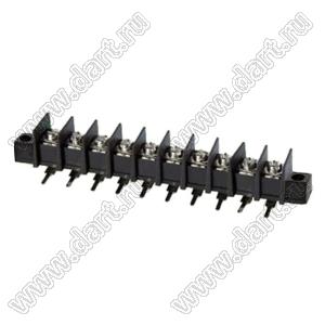 KF65RM-11.0-10P-13 (DG65R-A-10P-13) клеммник барьерный, выводы угловые в плату, корпус с монтажными ушами; шаг=11мм; I max=30/32А (стандарт UL/ICT); U=600/750В (стандарт UL/ICT); 10-конт.