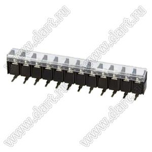 KF58R-10.0-12P-13 (DG58R-B-12P-13) клеммник барьерный на плату угловой с крышкой; шаг 10мм; 12-позиц.; I max=30А; U=300В