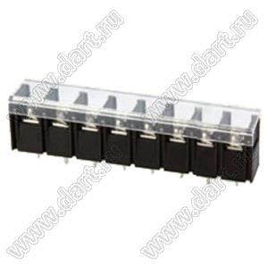KF58C-10.0-08P-13 (DG58C-B-08P-13) клеммник барьерный на плату прямой с крышкой; шаг 10мм; 8-позиц.; I max=30А; U=300В