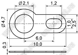 BLGND-2.0 терминал (“лепесток”) заземления для печатной платы под винт М2; d=2,1мм; латунь луженая