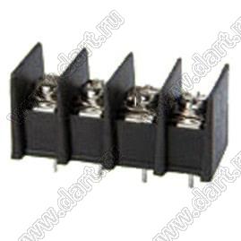 KF25C-7.62-04P-13 (DG25C-B-04P-13) клеммник барьерный, выводы прямые в плату по центру сечения; шаг=7,62мм; I max=20/24А (стандарт UL/ICT); U=300/250В (стандарт UL/ICT); 4-конт.