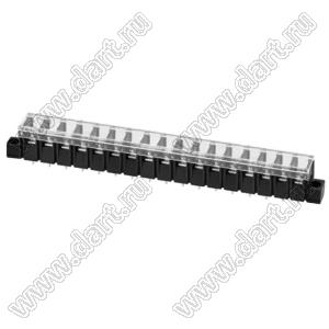 KF28SM-7.62-17P-13 (DG28S-A-17P-13) клеммник барьерный, выводы прямые в плату, корпус с монтажными ушами, с крышкой; шаг=7,62мм; I max=20/24А (стандарт UL/ICT); U=300/250В (стандарт UL/ICT); 1