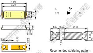 ЧИП светодиоды SMD в корпусе LED4014 (4,0x1,4мм)