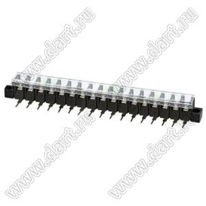 KF38RM-8.25-17P-13 (DG38R-A-17P-13) клеммник барьерный, выводы угловые в плату, корпус с монтажными ушами, с крышкой; шаг=8,25мм; I max=20/24А (стандарт UL/ICT); U=300/450В (стандарт UL/ICT); 