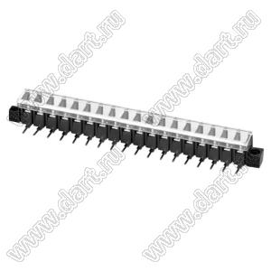 KF28RM-7.62-18P-13 (DG28R-A-18P-13) клеммник барьерный, выводы угловые в плату, корпус с монтажными ушами, с крышкой; шаг=7,62мм; I max=20/24А (стандарт UL/ICT); U=300/250В (стандарт UL/ICT); 