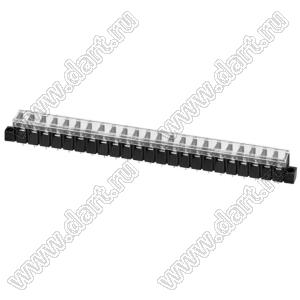 KF28SM-7.62-23P-13 (DG28S-A-23P-13) клеммник барьерный, выводы прямые в плату, корпус с монтажными ушами, с крышкой; шаг=7,62мм; I max=20/24А (стандарт UL/ICT); U=300/250В (стандарт UL/ICT); 2
