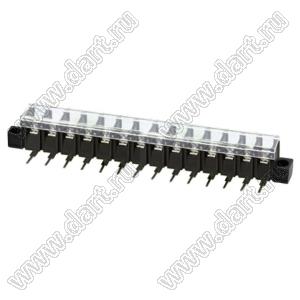 KF38RM-8.25-14P-13 (DG38R-A-14P-13) клеммник барьерный, выводы угловые в плату, корпус с монтажными ушами, с крышкой; шаг=8,25мм; I max=20/24А (стандарт UL/ICT); U=300/450В (стандарт UL/ICT); 