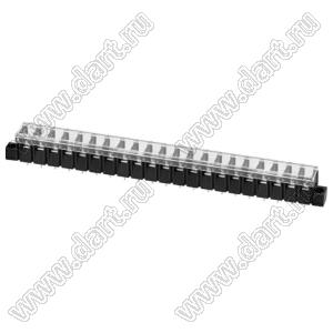 KF28SM-7.62-21P-13 (DG28S-A-21P-13) клеммник барьерный, выводы прямые в плату, корпус с монтажными ушами, с крышкой; шаг=7,62мм; I max=20/24А (стандарт UL/ICT); U=300/250В (стандарт UL/ICT); 2