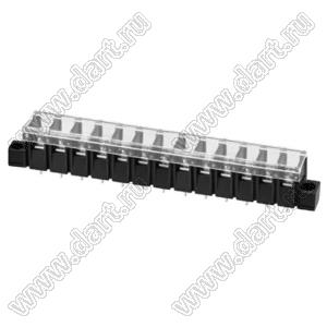 KF28SM-7.62-13P-13 (DG28S-A-13P-13) клеммник барьерный, выводы прямые в плату, корпус с монтажными ушами, с крышкой; шаг=7,62мм; I max=20/24А (стандарт UL/ICT); U=300/250В (стандарт UL/ICT); 1