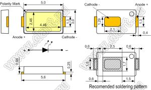 ЧИП светодиоды SMD в корпусе LED5630 фирмы SAMSUNG (5,6x3,0мм)