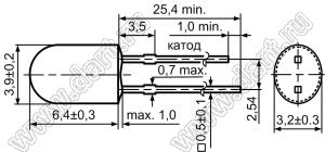 3234G3C-ESC-B светодиод овальный 3,0х4,1 мм; зеленый; 520...535нм; корпус прозрачный; 2,9...3,3V; 3500...5000мКд; 70/30°