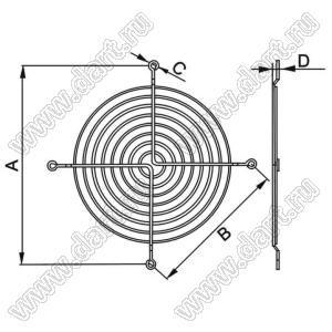 S120-8 (RCOFM-120) решетка вентилятора; 120x120мм; A=157мм; B=104мм