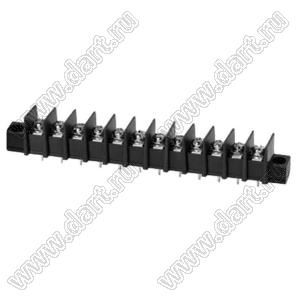 KF25CM-7.62-12P-13 (DG25C-A-12P-13) клеммник барьерный, выводы прямые в плату по центру сечения, корпус с монтажными ушами; шаг=7,62мм; I max=20/24А (стандарт UL/ICT); U=300/250В (стандарт UL/
