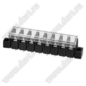 KF28SM-7.62-08P-13 (DG28S-A-08P-13) клеммник барьерный, выводы прямые в плату, корпус с монтажными ушами, с крышкой; шаг=7,62мм; I max=20/24А (стандарт UL/ICT); U=300/250В (стандарт UL/ICT); 8