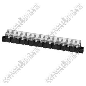 KF28SM-7.62-16P-13 (DG28S-A-16P-13) клеммник барьерный, выводы прямые в плату, корпус с монтажными ушами, с крышкой; шаг=7,62мм; I max=20/24А (стандарт UL/ICT); U=300/250В (стандарт UL/ICT); 1