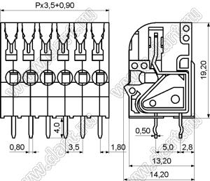 KF250-3.5C-01P-11 клеммник нажимной; шаг=3,5мм; H=19,20мм; I max=А; U=В