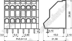 KFM736-5.0-01P-14 клеммник нажимной; шаг=5мм; H=26,90мм; I max=А; U=В