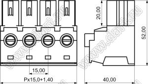 KF2EDGSK-15.0-08P-14 розетка на провод; шаг=15мм; I max=115/125А (UL/ICT); U=600/1000В (UL/ICT); 8-конт.